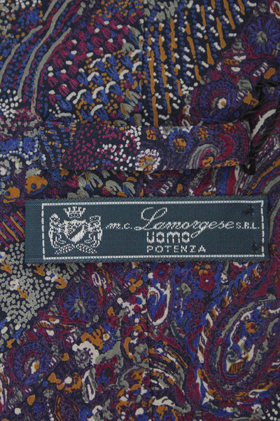 Designer Mens Silk Abstract Print Classic Tie Purple