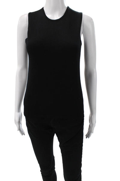 Henri Bendel Womens Black Merino Wool Crew Neck Sleeveless Basic Tank Size S