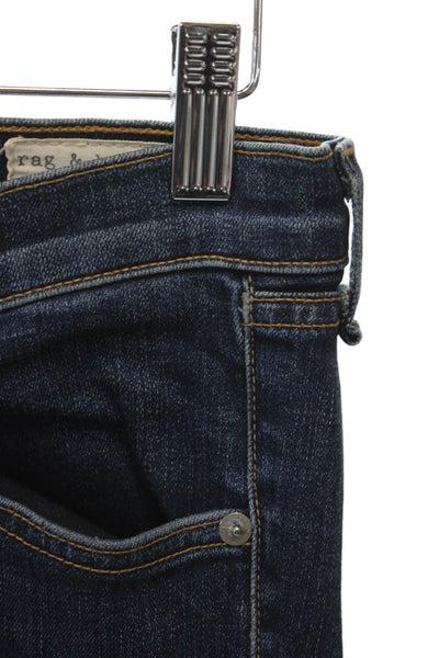 Rag & Bone Jean Womens Straight Blue Jeans Low Rise Button Size 28