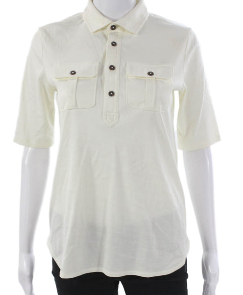 Polo Golf Ralph Lauren Women Basic Polo Collared Cotton Ivory Size XS