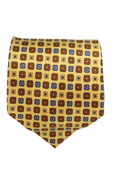 Designer Mens Geometric Print Classic Tie Yellow