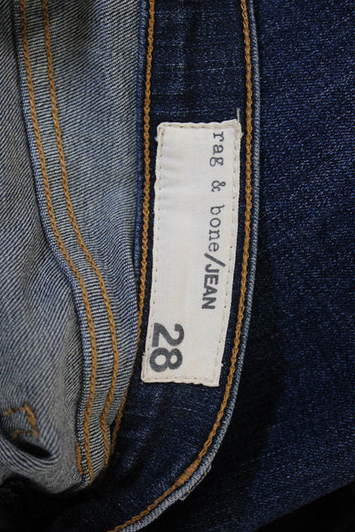 Rag & Bone Jean Womens Straight Blue Jeans Low Rise Button Size 28