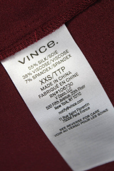 Vince Womens Multicolor Silk Blend Blouse Long Sleeve Pajama Set Size 2XS
