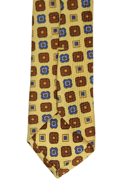 Designer Mens Geometric Print Classic Tie Yellow