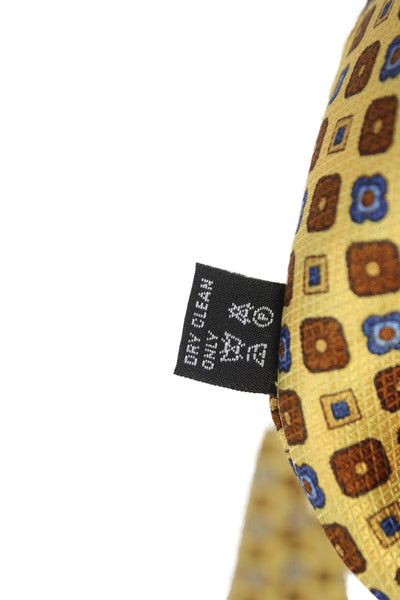 Designer Mens Geometric Print Classic Tie Yellow