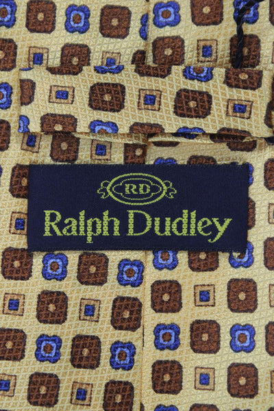 Designer Mens Geometric Print Classic Tie Yellow