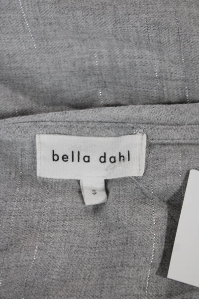Bella Dahl Womens Viscose Striped V-Neck Short Sleeve Basic Blouse Gray Size S