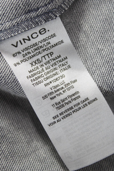 Vince Womens Basic Collared Long Sleeve Cotton T-Shirt White Size 2XS