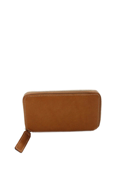 Ralph Lauren Womens Leather Zip Around Key Case Wallet Brown