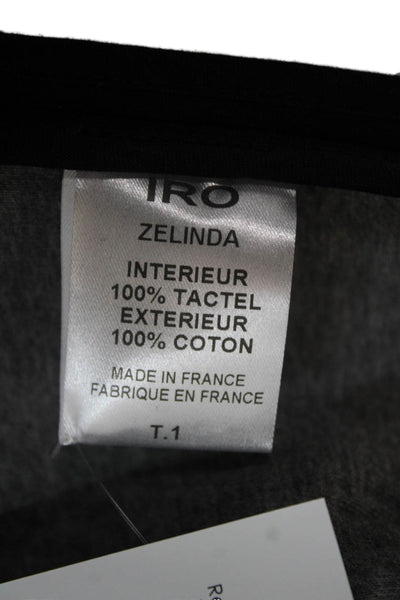 IRO Womens Basic Jacket Black Cotton Hook & Eye Long Sleeve Size 1
