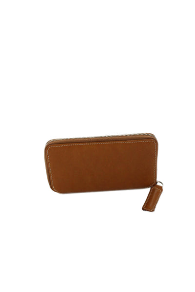 Ralph Lauren Womens Leather Zip Around Key Case Wallet Brown