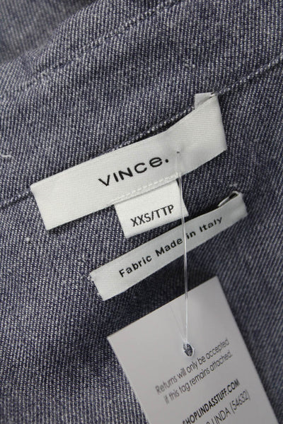 Vince Womens Basic Collared Long Sleeve Cotton T-Shirt White Size 2XS