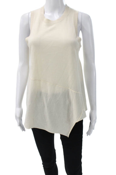 Joseph Women Tunic Tank Ivory Sleeveless Crew Neck Nylon Spring Size M