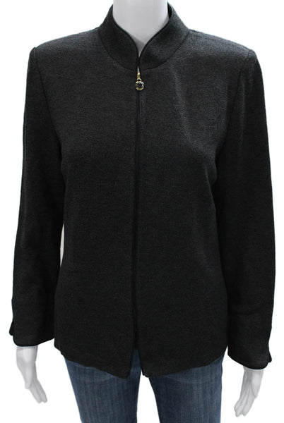St. John Collection By Marie Gray Women Gray Wool Basic Jacket Zip Size 10