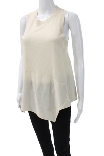 Joseph Women Tunic Tank Ivory Sleeveless Crew Neck Nylon Spring Size M