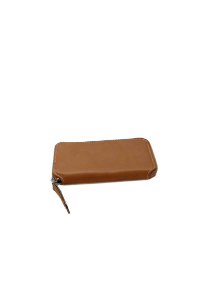 Ralph Lauren Womens Leather Zip Around Key Case Wallet Brown