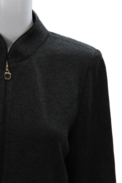 St. John Collection By Marie Gray Women Gray Wool Basic Jacket Zip Size 10