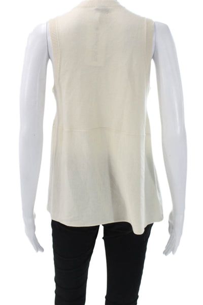 Joseph Women Tunic Tank Ivory Sleeveless Crew Neck Nylon Spring Size M
