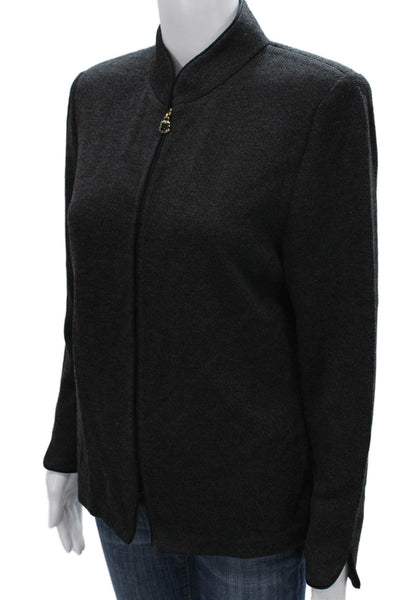 St. John Collection By Marie Gray Women Gray Wool Basic Jacket Zip Size 10