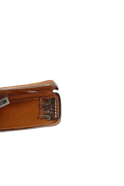 Ralph Lauren Womens Leather Zip Around Key Case Wallet Brown