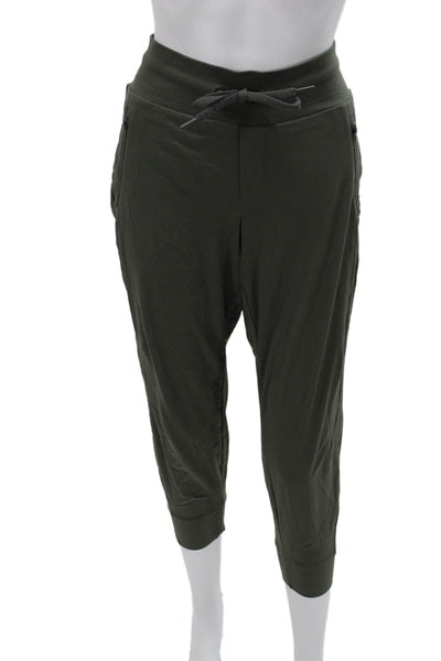 Athleta Womens Jogger Pants Green Nylon Drawstring Size 8 Petite