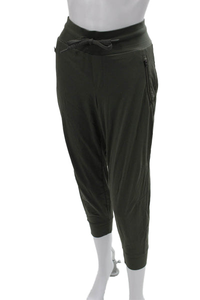 Athleta Womens Jogger Pants Green Nylon Drawstring Size 8 Petite