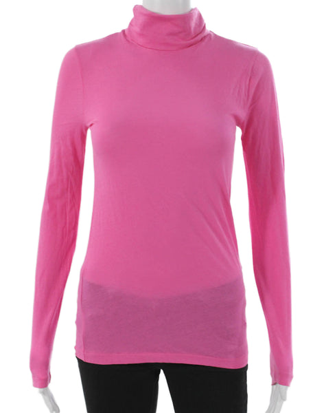 J Crew Women Basic Turtleneck Long Sleeve T-Shirt Pink 100% Cotton Size XS