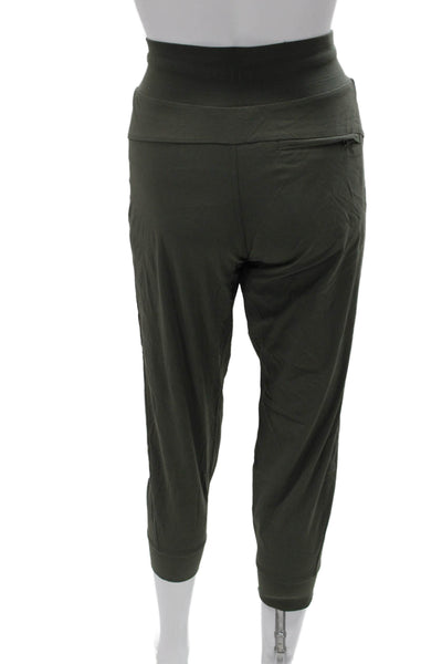 Athleta Womens Jogger Pants Green Nylon Drawstring Size 8 Petite