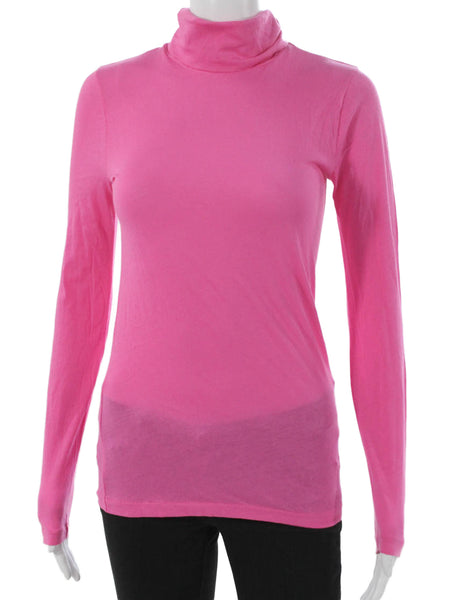 J Crew Women Basic Turtleneck Long Sleeve T-Shirt Pink 100% Cotton Size XS