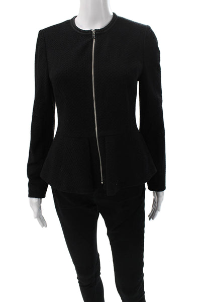 Rebecca Taylor Women Quilted Jacket Black Long Sleeve Size 6