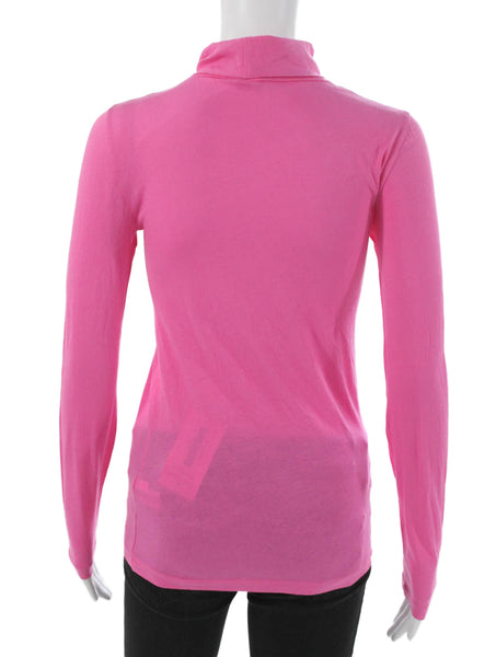 J Crew Women Basic Turtleneck Long Sleeve T-Shirt Pink 100% Cotton Size XS