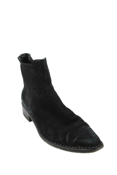 Vince Womens Suede Pointe Toe Chelsea Boots Black Size 8M