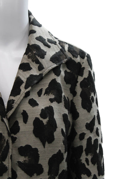 Lafayette 148 New York Womens Wool Animal Print Jacket 3/4 Sleeve Size 12