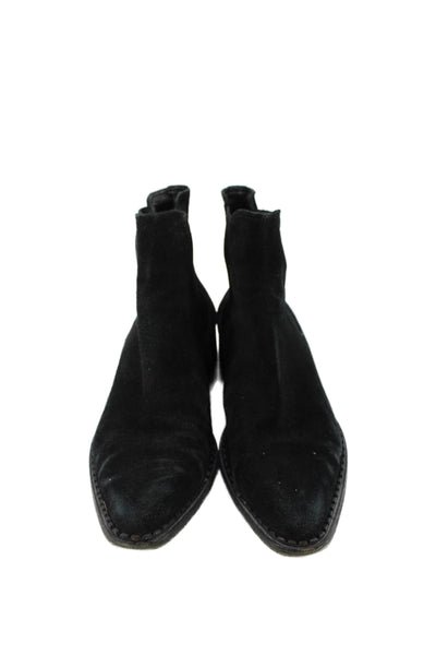 Vince Womens Suede Pointe Toe Chelsea Boots Black Size 8M