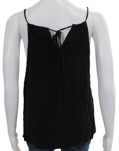 Mason Womens Tank Black Lambskin V-Neck Tie Closure Size 6