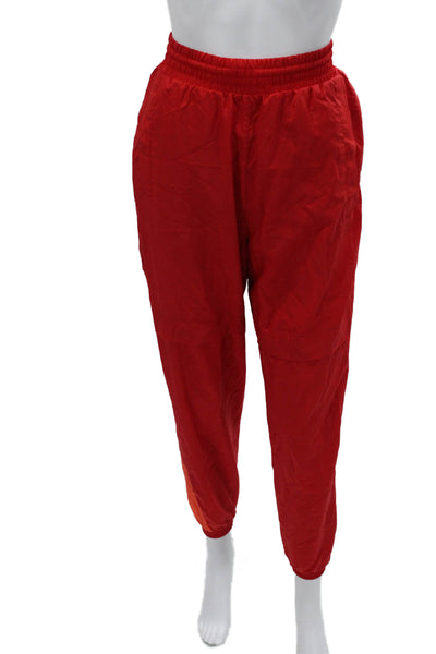 Adidas Unisex Adults Track Pants Red Polyamid Colorblock Pull On Size 2XS