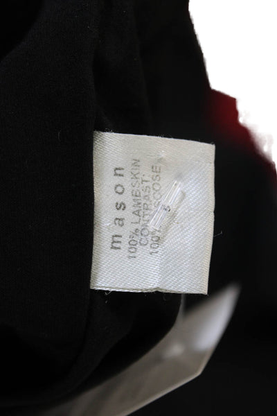 Mason Womens Tank Black Lambskin V-Neck Tie Closure Size 6