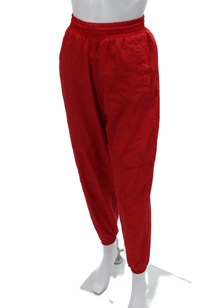 Adidas Unisex Adults Track Pants Red Polyamid Colorblock Pull On Size 2XS