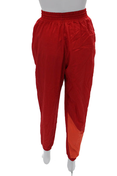 Adidas Unisex Adults Track Pants Red Polyamid Colorblock Pull On Size 2XS