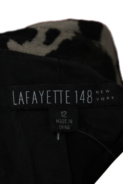 Lafayette 148 New York Womens Wool Animal Print Jacket 3/4 Sleeve Size 12