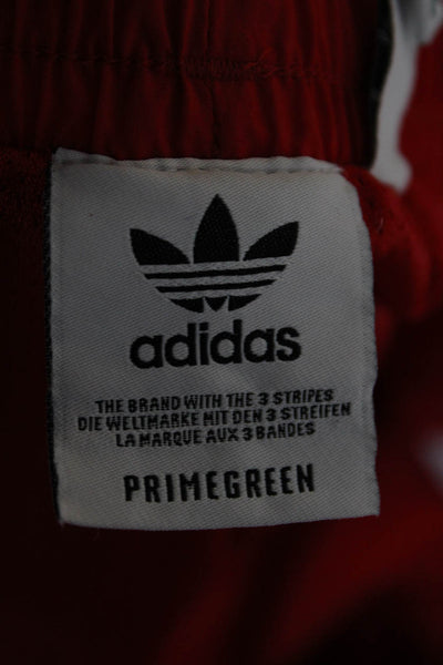Adidas Unisex Adults Track Pants Red Polyamid Colorblock Pull On Size 2XS
