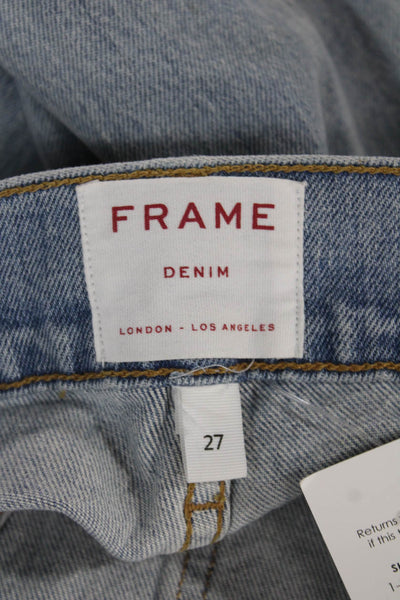 Frame Women Straight Jeans Blue Cotton Mid Rise Button 28in Size 27