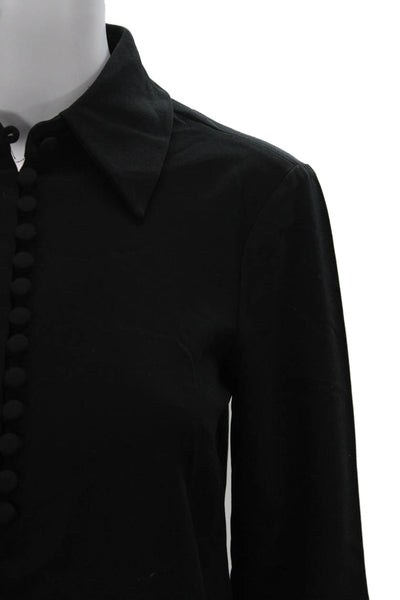 Zara Women Collared Black Polyester Long Sleeve Button Up Top Size XS