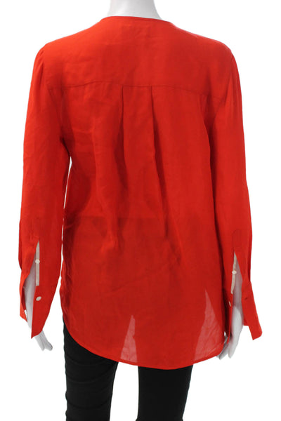 Rag & Bone Women Blouse Silk Orange Round Neck Long Sleeve Petite Size S