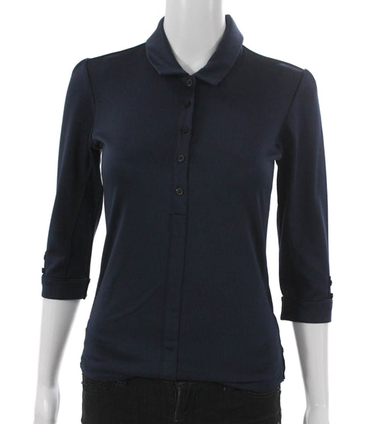 Adidas Womens Basic Polo Blue Collared 3/4 Sleeve Polyester Size XS