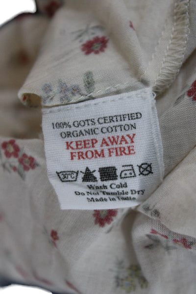 If Only If Womens Blouse Pajama Top Beige Floral Tie Long Sleeve Size XS