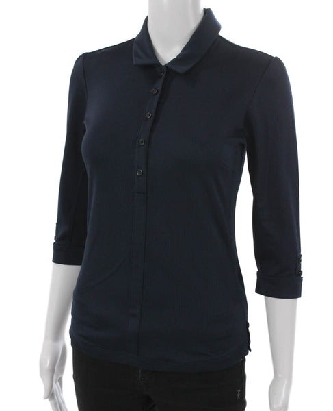 Adidas Womens Basic Polo Blue Collared 3/4 Sleeve Polyester Size XS