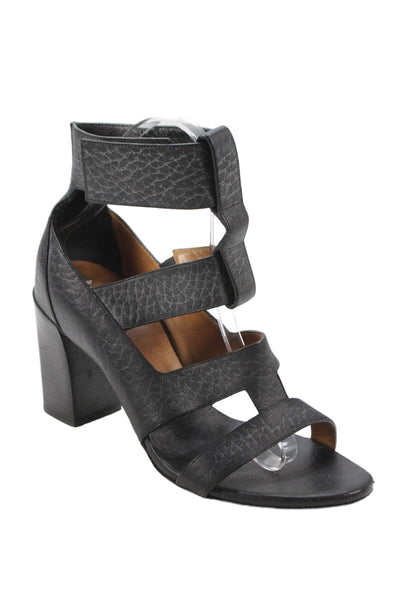Chloe Womens Pebbled Leather Strappy Sandal Heels Black Size 38.5 8.5