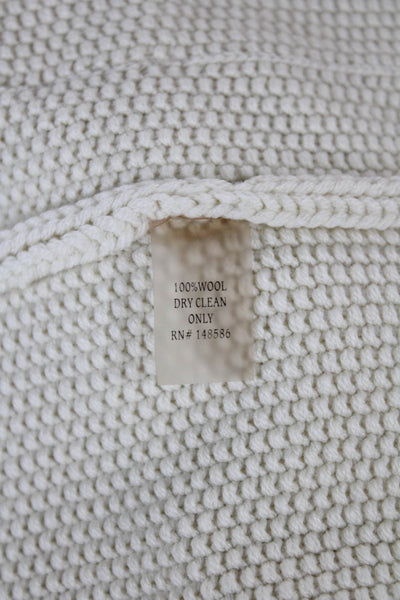 Roi Womens Ivory Wool Collared Long Sleeve Cardigan Size M