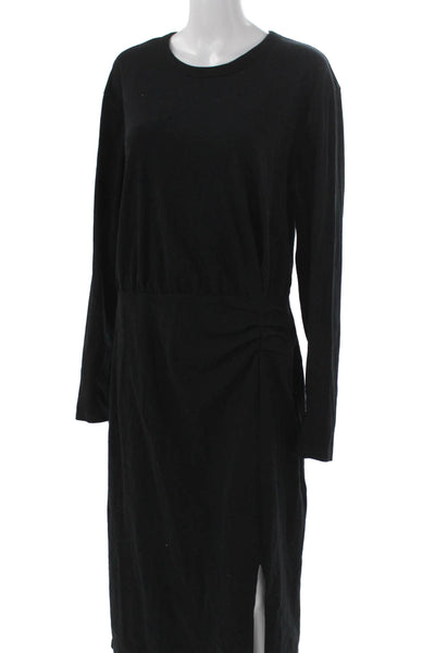 Nation Los Angeles Womens Sheath Midi Dress Black Cotton Longsleeve Size XL